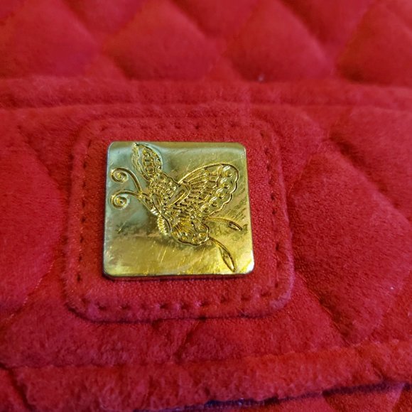 Red Handbag - Quilted - Faux Suede - Picture 6 of 7